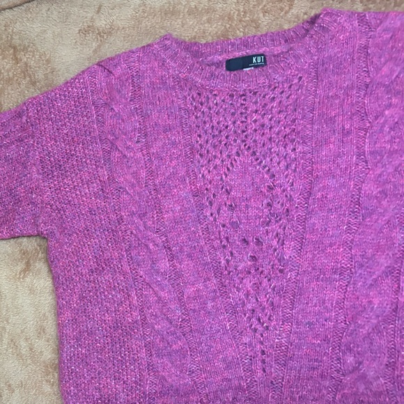 Kut from the Kloth Pink Cable Knit Sweater | Cozy Long Sleeve Pullover - Picture 3 of 6